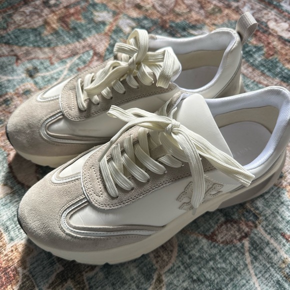 Women's Tory Burch Cream and White Sneakers - Picture 1 of 3